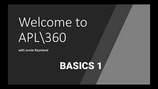 APL\\360 Programming Basics 1: Calculation