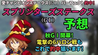 【スプリンターズステークス（GⅠ） 2024】レース予想！電撃の６ハロン戦はこの予想でいただきます！