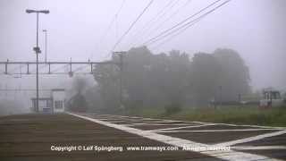 SJ steam locomotives F 1200 and B 1316 passing by Knivsta Sweden