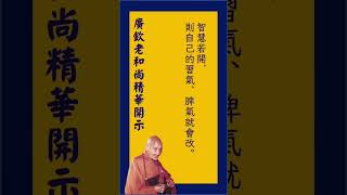 智慧若開，則自己的習氣、脾氣就會改丨廣欽老和尚