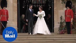 Princess Eugenie and Jack leave chapel as husband and wife