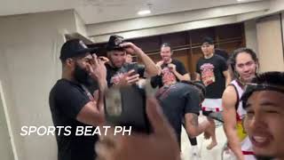 SMB dugout celebration after finishing off Magnolia in 6 games in 2024 PBA Commissioner's Cup Finals