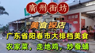 美食探店，廣東省陽春市大排檔美食，農家菜，走地雞，炒蠶蛹