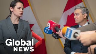 Belarus opposition leader praises friendship of Canada’s foreign affairs minister