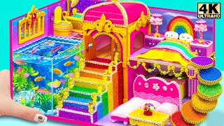 Build Rainbow Palace with Huge Fish Tank from Cardboard for the King | DIY Miniature Cardbord House