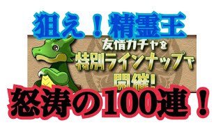 パズドラ 友情ガチャ 100連 超絶レアキャラカーニバル 100連 精霊王の確率はいかに！