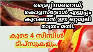 Cholesterol control Malayalam | Triglycerides Malayalam | കൊളസ്ട്രോൾ ട്രൈഗ്ലിസറൈഡ് വേഗം കുറക്കാം