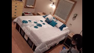 King Size Platform Bed with Cube Shelves