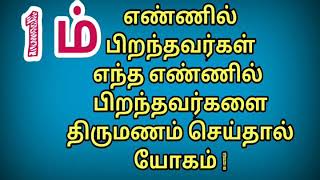 1 ம் எண்ணில் பிறந்தவர்கள் எந்த எண்ணில் பிறந்தவர்களை திருமணம் செய்தால் யோகம்