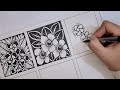 6 beautiful zentangle flower art how to draw zentangle flower art for beginners