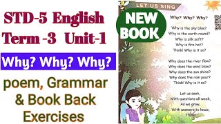 5th std/English term 3/unit 1 why? why? why? poem/Book back exercise/grammar/clear explanation video