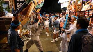 6071館山市船形の祭①：船形港下諏訪大明神で大塚山車と浜三御船が名曲「スガ」を披露。いいですね。H28fnk08