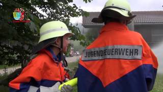 Kinder löschen Bauernhof - Gemeinschaftsübung der Jugendfeuerwehr Ainring 2014