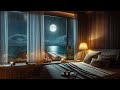 Relaxing music by the sea at night|Piano and rain sounds: deep sleep, stress-free tranquility