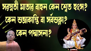 সরস্বতী মাতার বাহন কেন শ্বেত হংস? কেন পদ্মাসনা? কেন শুভ্রাকান্তি বা সর্বশুক্লা?