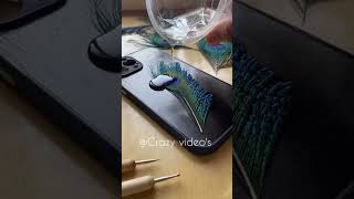 Beautiful peacock feather phone back cover design 💙 💙🦚#backcover #peacock #phonebackcover #resinart