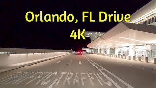 4K | Orlando International Airport to downtown Orlando, Florida | Night Drive