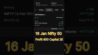 Nifty 50 16 Jan ! 800❣️❣️ Profit Capital 2K Only #intraday #optionstrading #shorts #nifty #viral