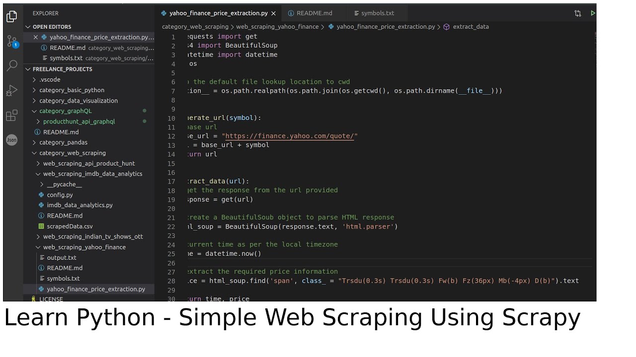 Learn Python - Simple Web Scraping Using Scrapy - YouTube