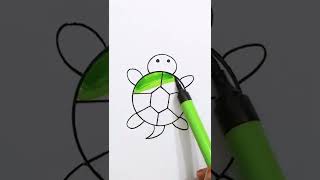 0+?=Tortoise🐢|  How to draw TURTLE (Tortoise)  | Satisfying Art #art #drawing #satisfying #Shorts