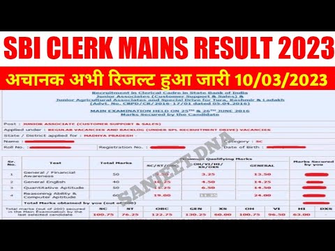 Sbi Clerk Mains Result 2023 | Sbi Clerk Mains Result | How To Check Sbi ...