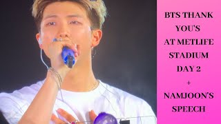 BTS THANK YOU'S + NAMJOON'S SPEECH @ METLIFE STADIUM DAY 2