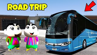 GTA 5 : FRANKLIN, SHINCHAN AND PINCHAN START A ROAD TRIP ADVENTURE IN BUS TO LOS SANTOS VILLAGE