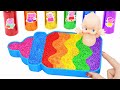 Satisfying Video l How to make Rainbow Bottle Milk With Mixing Slime in Bathtub Cutting ASMR #2