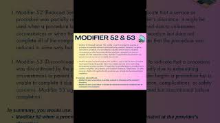CPT code modifier 52 and modifier 53
