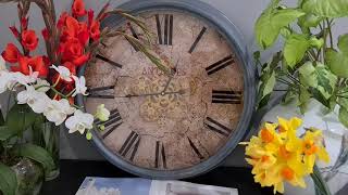 Trojan Homeware: Large 62 Cm Antique Roman Numeral Gear Wall Clock.