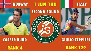 CASPER RUUD VS GIULIO ZEPPIERI HEAD TO HEAD AND PREDICTION 1-JUNE-2023. #frenchopen #rolandgarros