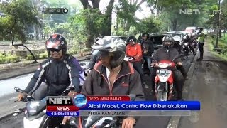 NET12 - Contra Flow Diberlakukan di Depok untuk Urai Macet Perbaikan Jalan Layang