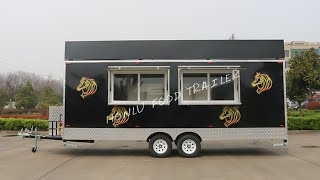 Customized 5.8M black square food trailer