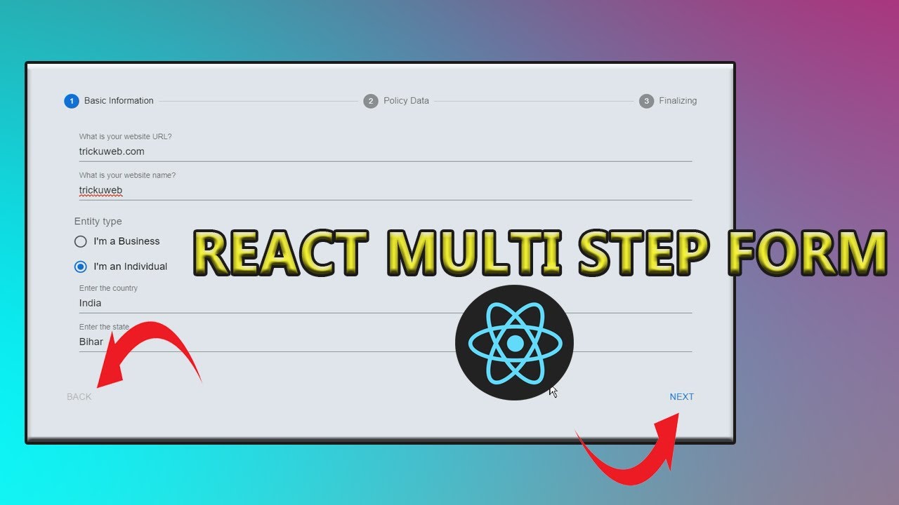 React Multi Step Form | How To Create Multi Step Form In React Js - YouTube