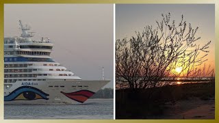 AIDAdiva Sunset Sailaway from Hamburg