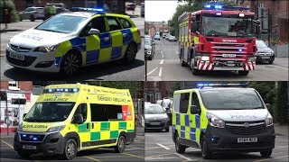 Heavy Rescue Fire Engine responding + Police Cars and Ambulances