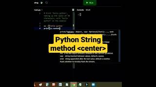 python string method center | python tutorial #shorts #eics #cbseboard
