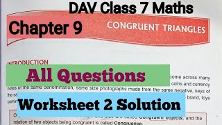 Congruent Triangles DAV Class 7 Maths Chapter 9 Worksheet 2 Solution/ADARSH 999