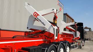 Sidelifter Container Semi-trailer. Sideloader lift and transport system