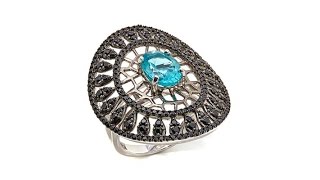 Rarities 3.29ctw Apatite   Black Spinel Openwork Ring