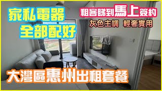 大灣區出租套餐 - 惠州家私電器全部配好，灰色主調，輕奢實用，租客睇到馬上簽約