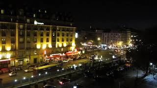 France: Nighttime view from Gare de l'Est (Paris-Est station) hotel room