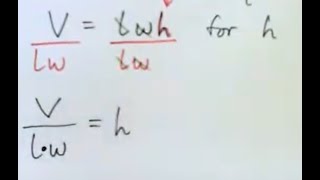 Solve the Formula: V = lwh, for h