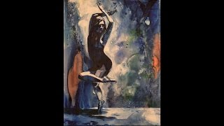 Moonlit Dancer 1- Watercolor painting on YUPO synthetic paper by artist Ryan Fox