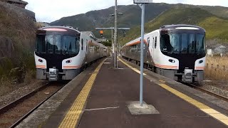 新鹿駅　特急南紀行き違い