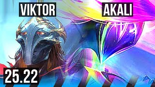 VIKTOR vs AKALI (MID) | Rank 7 Viktor, 10/3/12, Dominating | KR Challenger | 25.22