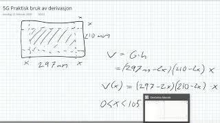 1T - Funksjonsdrøfting - Volum av boks laget av et brettet A4-ark.