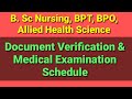 Bsc Nursing, Allied Health Science Special Category & PH Quota Document Verification