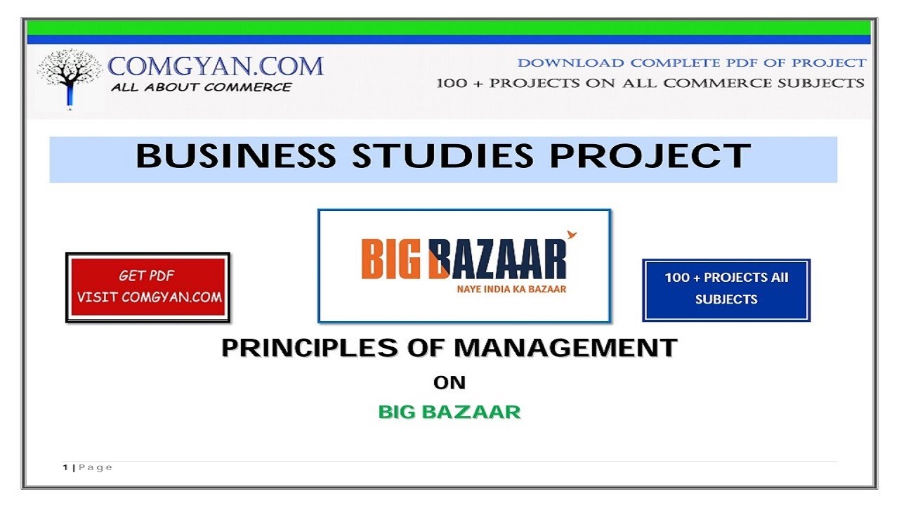 BUSINESS STUDIES PROJECT ON PRINCIPLES OF MANAGEMENT BIG BAZAAR - YouTube