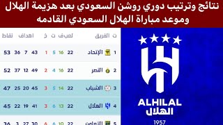 جدول ترتيب الدوري السعودي بعد هزيمة الهلال السعودي نتائج دوري روشن السعودي اليوم